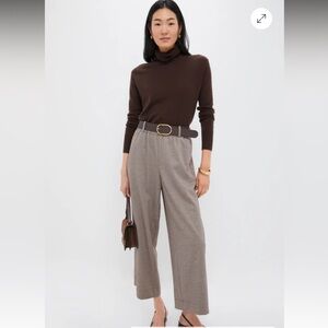 Tuckernuck Brown Plaid Cropped Flare Carlton Pants Sz M EUC